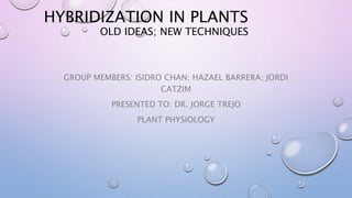 HYBRIDIZATION IN PLANTS
OLD IDEAS; NEW TECHNIQUES
GROUP MEMBERS: ISIDRO CHAN; HAZAEL BARRERA; JORDI
CATZIM
PRESENTED TO: DR. JORGE TREJO
PLANT PHYSIOLOGY
 