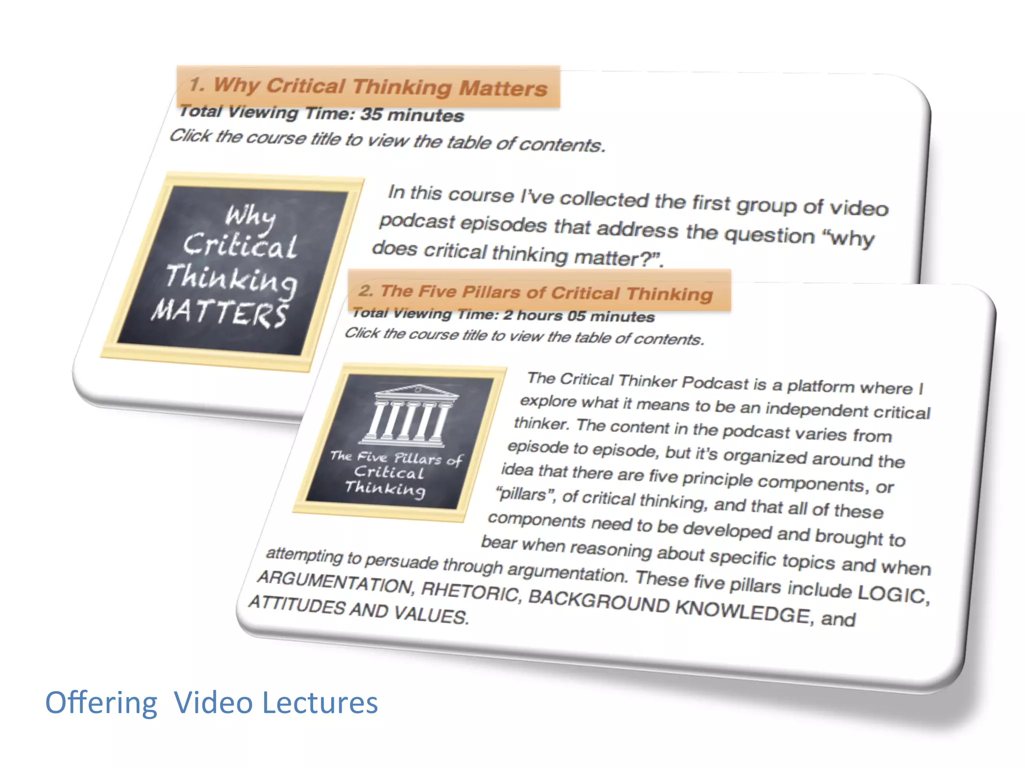Oﬀering	
  	
  Video	
  Lectures	
  
 