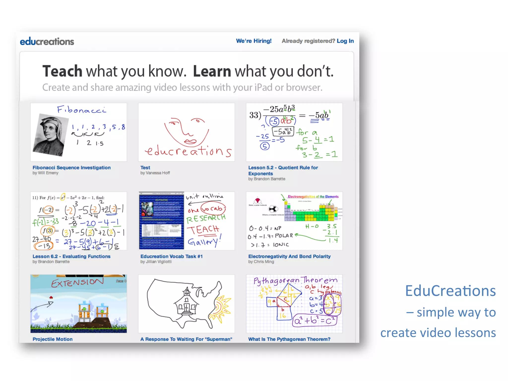EduCrea1ons	
  	
  
    –	
  simple	
  way	
  to	
  	
  
create	
  video	
  lessons	
  
 