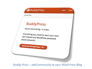 Buddy	
  Press	
  –	
  add	
  Community	
  to	
  your	
  Word	
  Press	
  Blog	
  
 