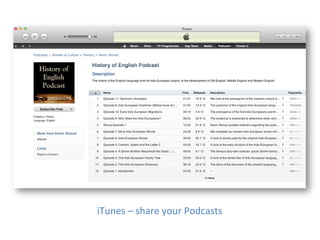 iTunes	
  –	
  share	
  your	
  Podcasts	
  
 