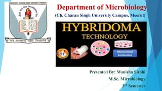 Department of Microbiology
(Ch. Charan Singh University Campus, Meerut)
Presented By: Manisha Sirohi
M.Sc. Microbiology
3rd Semester
 
