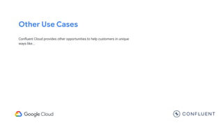 Other Use Cases
Conﬂuent Cloud provides other opportunities to help customers in unique
ways like...
 