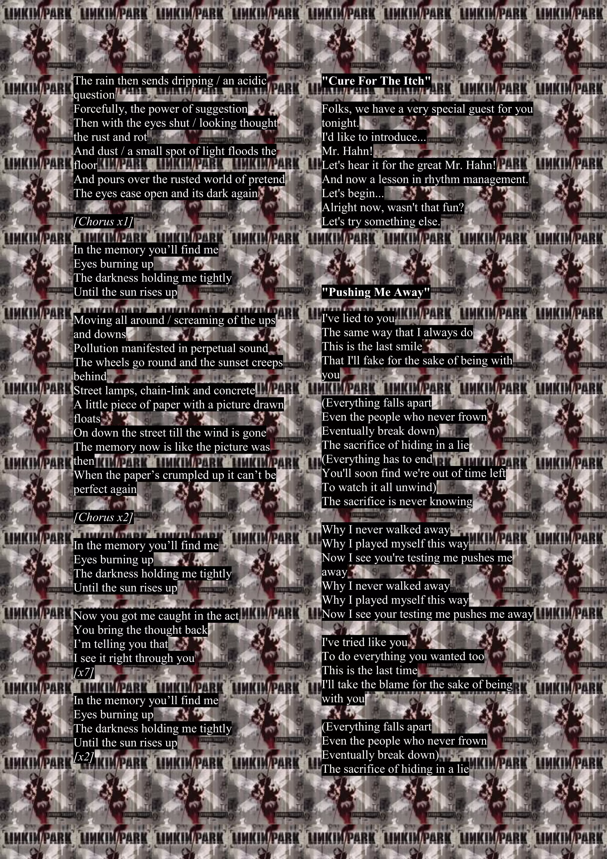 Hybrid theory lyrics | DOCX