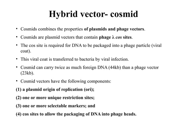 Hybrid Vectors and Vectors used for cloning in.pptx