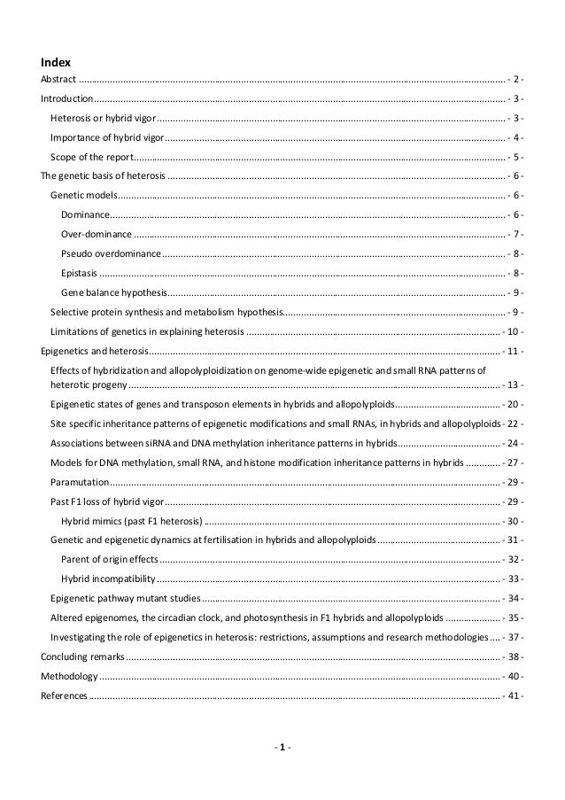 hybrid vigor in plants and the role of