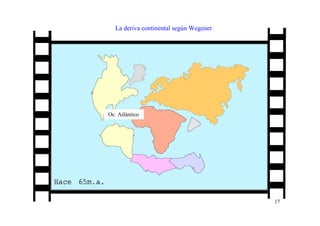 17
La deriva continental según Wegener
Oc. Atlántico
 