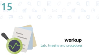 workup
Lab, Imaging and procedures
15
 