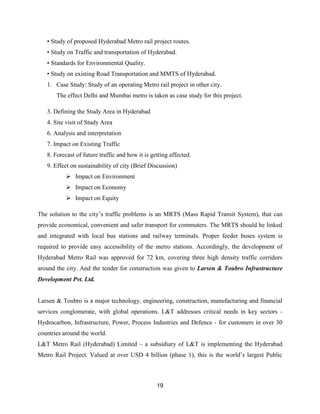 HYDERABAD METRO RAIL - IMPACT ON EXISTING TRAFFIC, FUTURE TRAFFIC AND ...