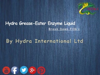 Hydra Grease-Eater Enzyme Liquid 
B r e a k D o w n F O G ’ s 
By Hydra International Ltd 
 