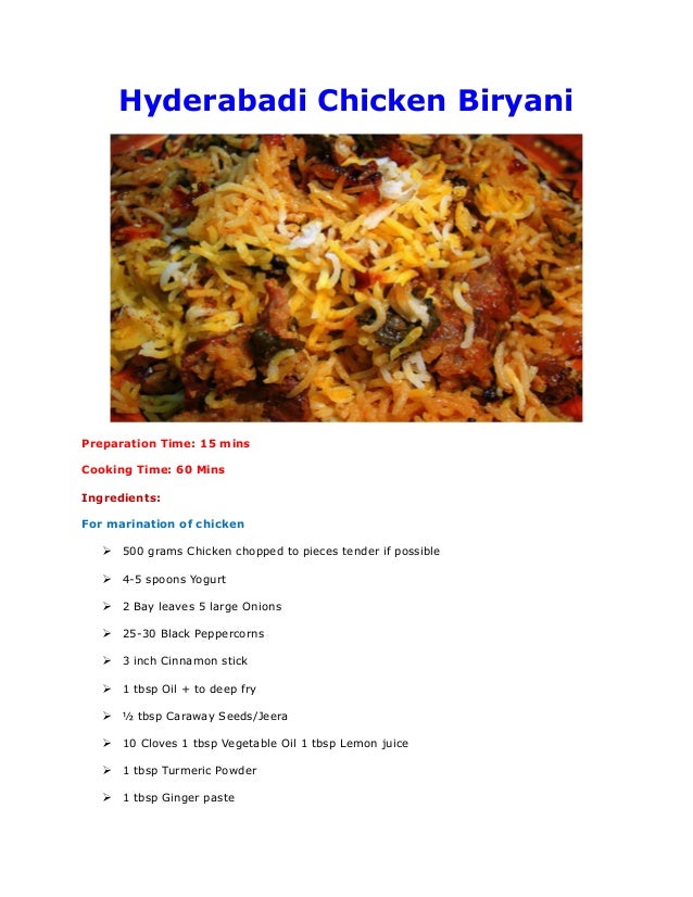 Hydrabadi chicken biryani Recipe