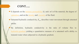 HYDRAULIC CONDUCTIVITY OF SOIL GROUND WATER | PPTX