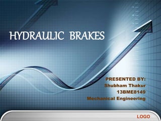 LOGO
PRESENTED BY:
Shubham Thakur
13BME8149
Mechanical Engineering
HYDRAULIC BRAKES
 