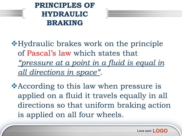 Hydraulic brakes // Presentation // Love Soni | PPT