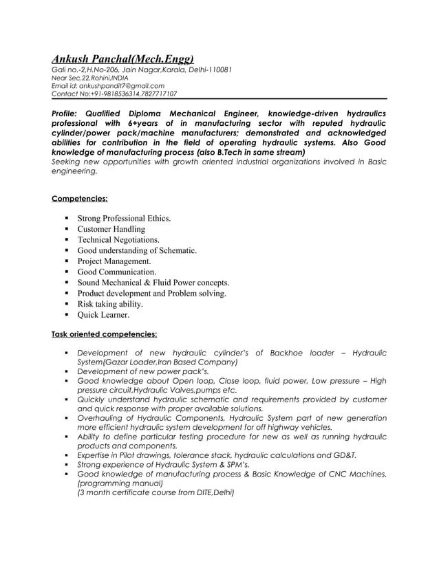 Hydraulic engineer resume