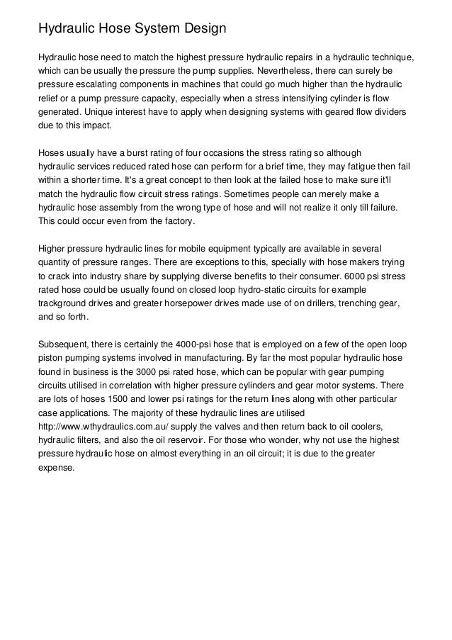 Hydraulic Hose System Design