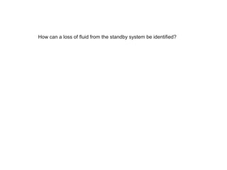 How can a loss of fluid from the standby system be identified?
 