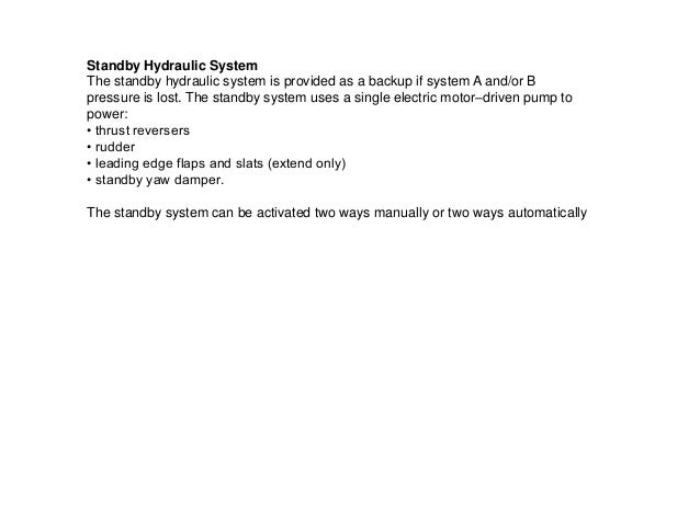 standby system hydraulic 737 power B737NG Hydraulic