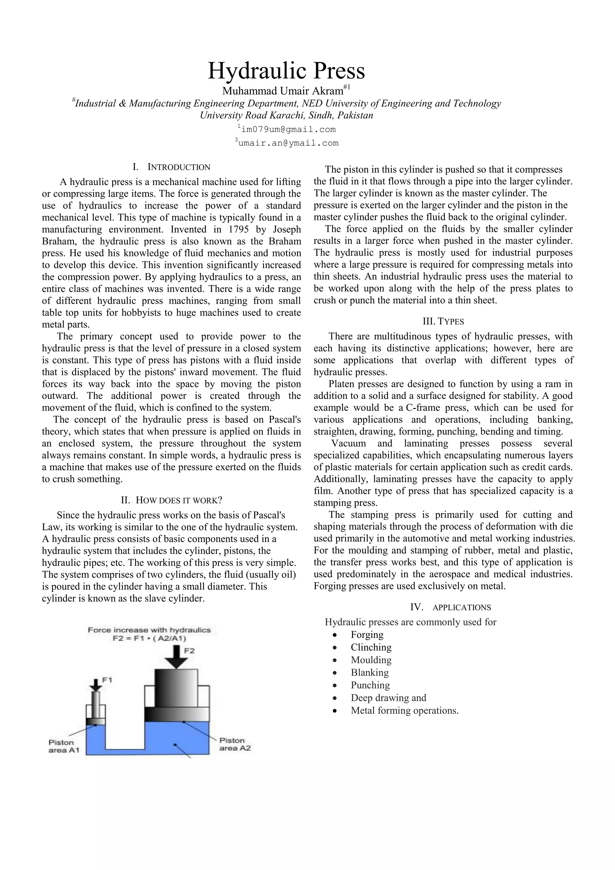 Hydraulic press | PDF