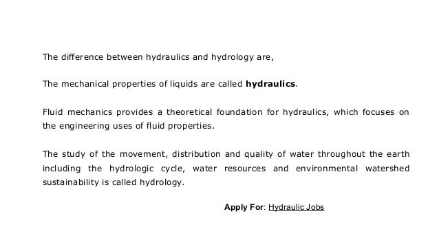 Difference between hydraulics and fluid mechanics