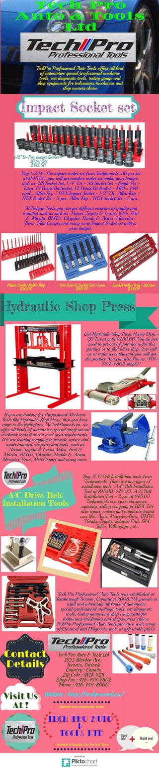 Hydraulic shop press and impact socket set