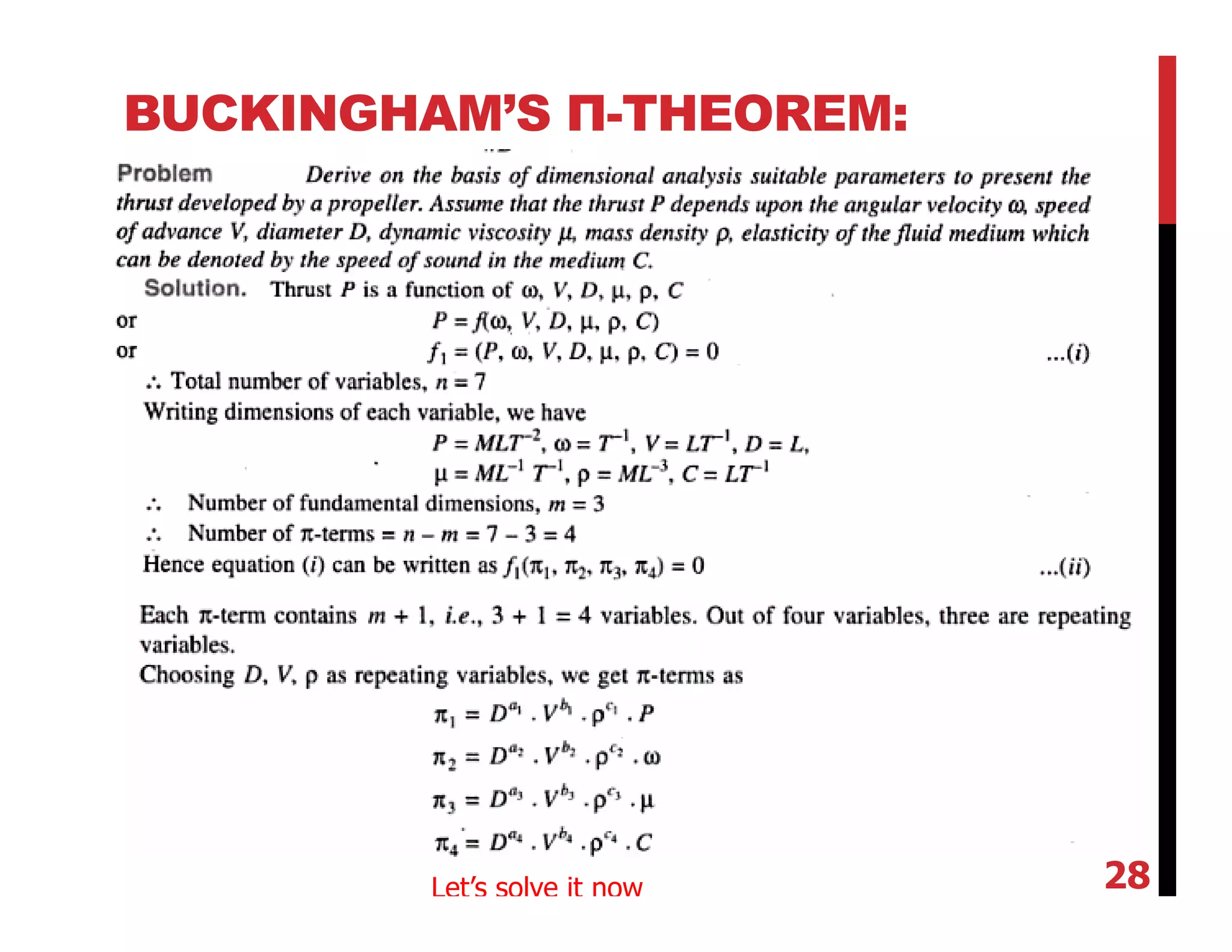 BUCKINGHAM’S Π-THEOREM:
28Let’s solve it now
 