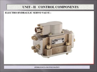 ELECTRO HYDRAULIC SERVO VALVE :
HYDRAULICS AND PNEUMATICS
 
