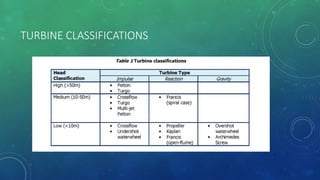 TURBINE CLASSIFICATIONS
 