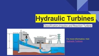 Hydraulic Turbines
Classification,Impulse and Reaction Turbine
For more information, Visit
Hydraulic Turbines
 