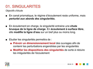 03. VANNES
17.04.16
Définition
136
■ Considéré comme un organe mobile placé de manière frontale (ou
latérale) permettant la régulation de la hauteur d’eau en amont et la
régulation du débit à la sortie d’un réservoir d’eau
 