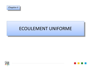 07. REVÊTEMENT
■ Les fonctions assurées par le
revêtement :
■ Réduction des pertes en eau par
infiltration
■ Maximisation du débit, par réduction
de la rugosité des parois
■ Minimisation de l’effet de l’érosion
■ Quelques exemples de matériaux de
couverture :
■ Béton, asphalte, ciment,
■ Bois,
■ Matériau pulvérulent, graviers,
rochers, etc…
17.04.16
Définition et propriétés
28
 