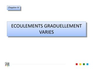 04. CALCUL DE SECTION AVEC CONTRAINTES
17.04.16
Section trapézoïdale avec vitesse limite
59
■ Contrainte : Il existe une vitesse maximale
■ Le couple solution , doit vérifier l’équation :
0
■ On définit le discriminant ∆	 4 .
■ ∆ 0 : pas de solution. Diminuer et reprendre.
■ ∆ 0 : solution unique : la SHF: /2
■ ∆ 0 : retenir une solution pratique entre les deux suivantes:
∆
			⇒		
∆
			⇒		
/
 