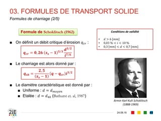 03. FORMULES DE TRANSPORT SOLIDE
04.09.16
Domaine de validité de quelques formules de transport
49
Domaines de validité des formules de transport (Belleudy, 2001)
Phillipe Belleudy
(1951 - )
 