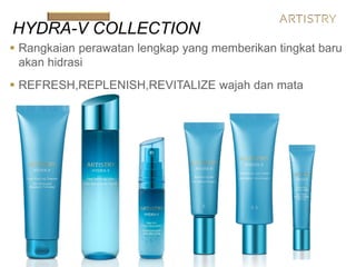  Rangkaian perawatan lengkap yang memberikan tingkat baru
akan hidrasi
 REFRESH,REPLENISH,REVITALIZE wajah dan mata
HYDRA-V COLLECTION
 