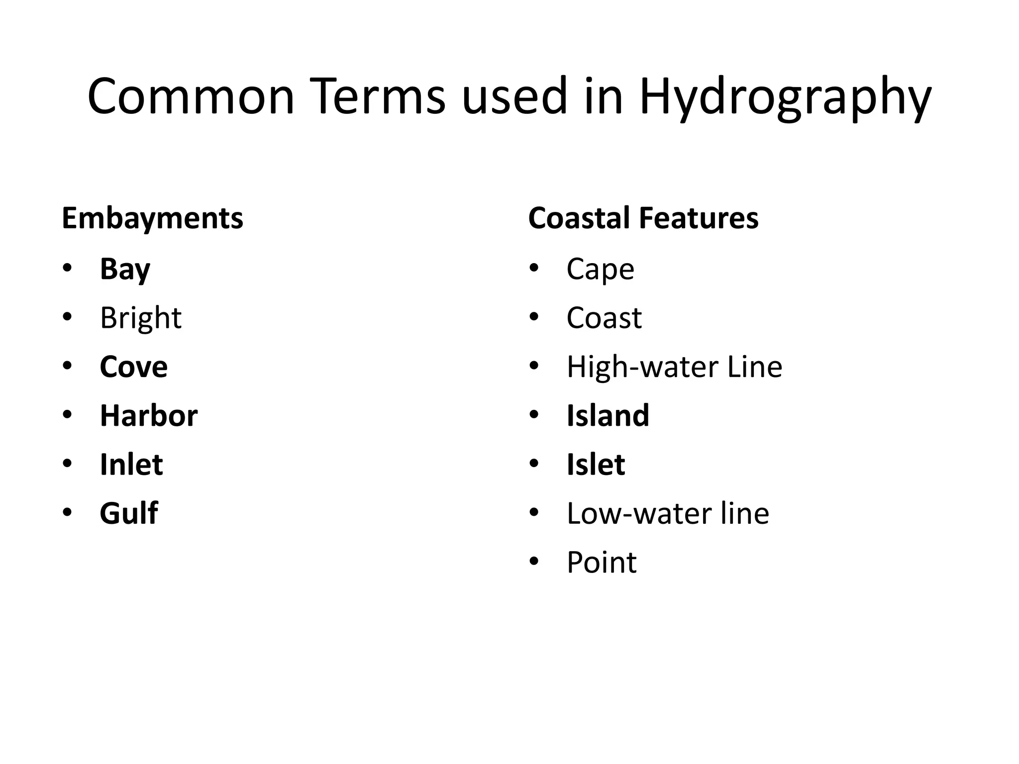 Line of contact between the land and the body of water