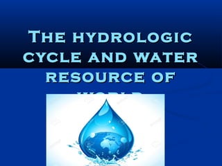 The hydrologicThe hydrologic
cycle and watercycle and water
resource ofresource of
worldworld
 