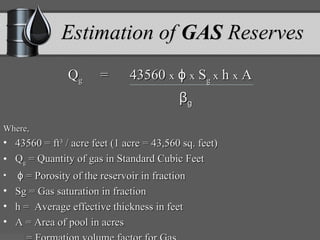 Hydrocarbon reserve estimation