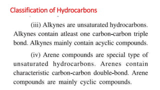 Classification of Hydrocarbons
 