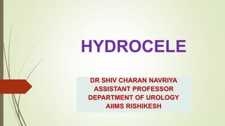 HYDROCELE
DR SHIV CHARAN NAVRIYA
ASSISTANT PROFESSOR
DEPARTMENT OF UROLOGY
AIIMS RISHIKESH
 