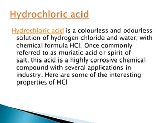 Hydrochloric acid uses, hazards and industrial applications