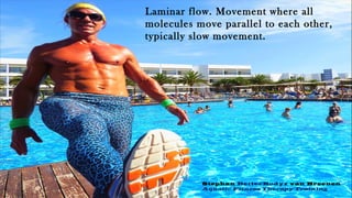 Laminar flow. Movement where all
molecules move parallel to each other,
typically slow movement.
Stephan BetterBodyz van Breenen
Aquatic Fitness Therapy Training
 