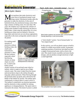 Hydro electric generator | PDF