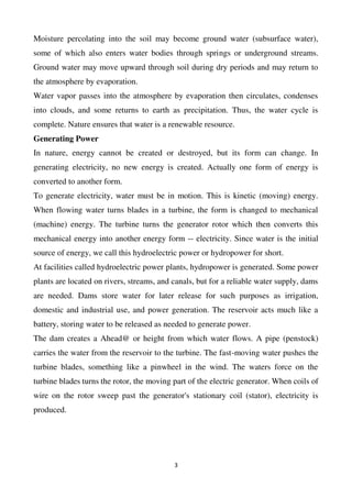 Hydro Power Generation Process Hydroelectric Power Generation and working | PDF