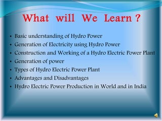 Hydro Electric Power Plant | PPTX