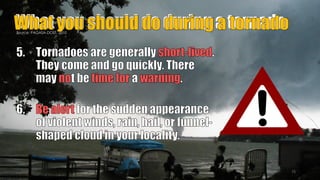 What you should do during a tornado
75
Source: PAGASA-DOST, 2010
PREPARED BY: JOHANES PANGILINAN
 