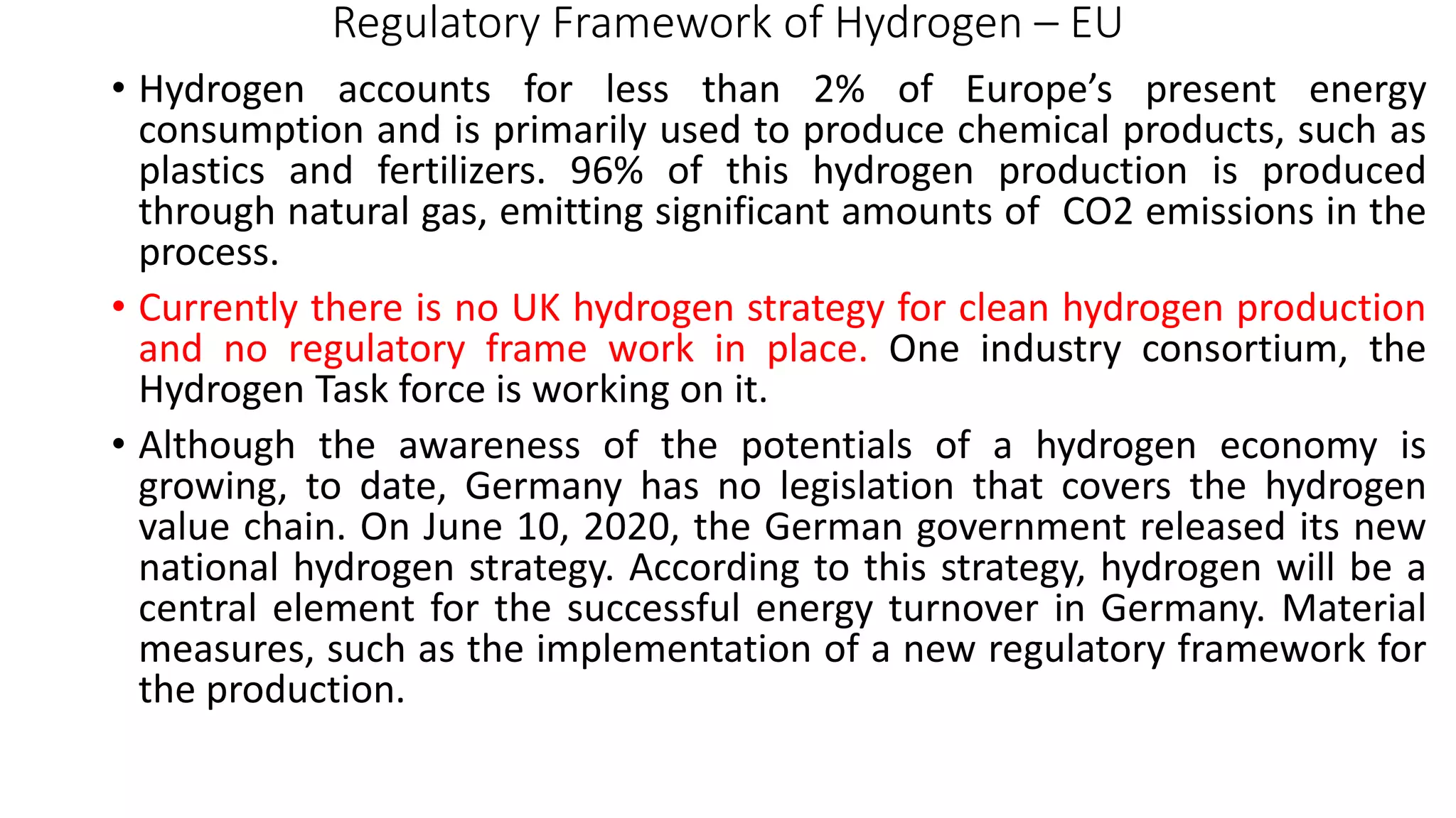 Hydrogen policy regulations and standards | PPTX