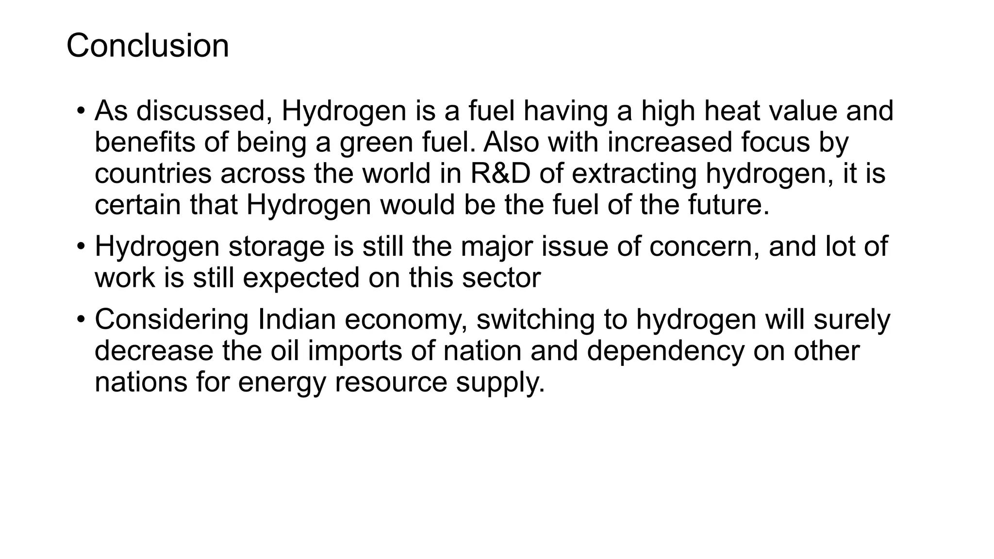 Hydrogen as a fuel in future | PPTX