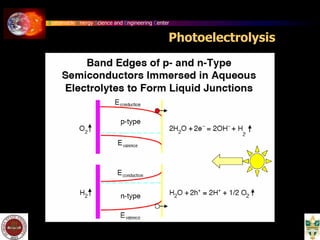 Sustainable Energy Science and Engineering Center
Photoelectrolysis
 