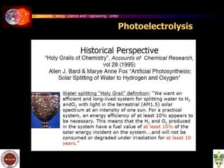 Sustainable Energy Science and Engineering Center
Photoelectrolysis
 