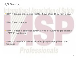 Hydrogen Sulfide H2S hazards and control measures presentation | PPTX